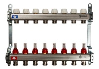 Коллектор Stout из нержавеющей стали с расходомерами, с клапаном вып. воздуха и сливом 1/3/4x6, SMS-