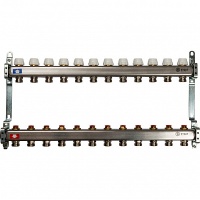 Коллектор Stout из нержавеющей стал с запорными клапанами 1/3/4x12, SMS 0922 000012