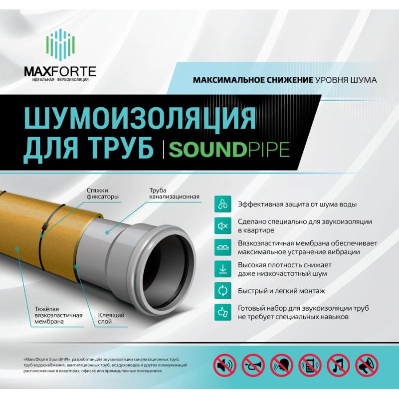 Шумоизоляция для труб МаксФорте SoundPIPE